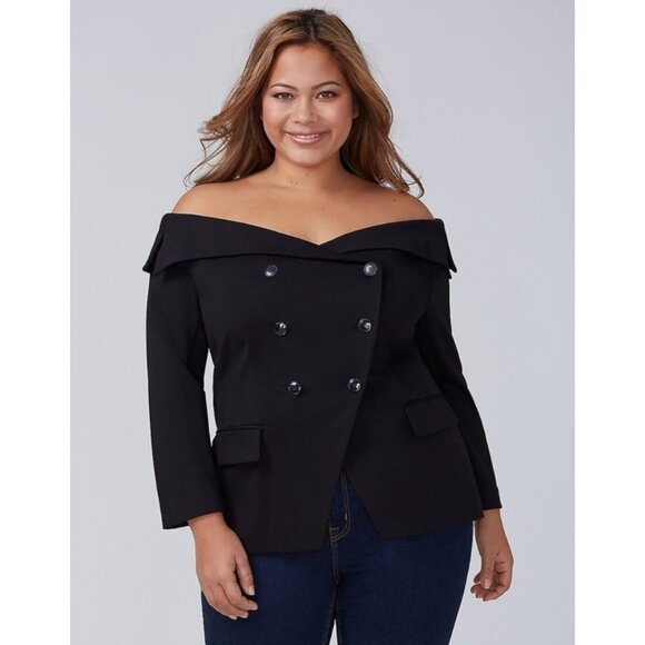 Lane Bryant Jackets & Blazers - Lane Bryant Off The Shoulder Ponte Blazer Womens Plus Size 18 Chic Career Spring